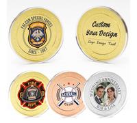 5 Custom Challenge Coins, 50MM Personalized Commemorative Coins with Logo, Customized Memorial Gifts for Company Military Family Anniversary Wedding Couple Pocket Hug Tokens Decision Coins