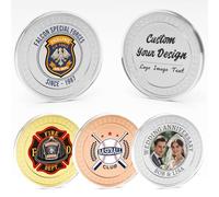 5 Custom Challenge Coins, 50MM Personalized Commemorative Coins with Logo, Customized Memorial Gifts for Company Military Family Anniversary Wedding Couple Pocket Hug Tokens Decision Coins