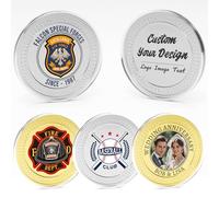 5 Custom Challenge Coins, 50MM Personalized Commemorative Coins with Logo, Customized Memorial Gifts for Company Military Family Anniversary Wedding Couple Pocket Hug Tokens Decision Coins