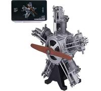 5-Cylinder Radial Engine Model Kit That Runs Mechanical Metal Assembly, 1:6 Aircraft Engine Simulation Electric Model Physical for Adults