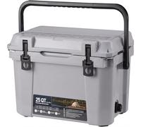 5-Day Ice Retention Heavy Duty Hard Cooler, 24L Insulated Ice Chest, Portable Outdoor Cooler with Drain Plug, Bottle Opener, Fish Ruler, for Camping, Beach, BBQ, Fishing, Gray