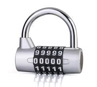 5 Dial Digit Number Combination Travel Password Lock Combination Padlock Zinc Alloy Heavy Coded Lock Security Safely Code(Silver)