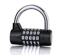 5 Dial Digit Number Combination Travel Password Lock Combination Padlock Zinc Alloy Heavy Coded Lock Security Safely Code(Black)