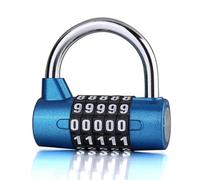5 Dial Digit Number Combination Travel Password Lock Combination Padlock Zinc Alloy Heavy Coded Lock Security Safely Code(Blue)