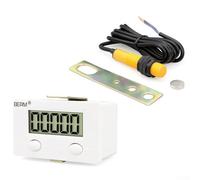 5-Digit Digital Punch Counter with Built-in Magnetic Sensor for Industrial Applications, Electronic Counting Switch, 1.5V AA Power, 0-99999 Range, White(Metal sensor + accessories)