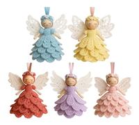 5 DIY Angel Ornament Crochet Kit,Christmas Tree Hang Decorations,Crochet Craft Kit with Yarn for Beginners,Easy Starter Craft to Create Your Own Hanging Ornaments, Warm Home Party Decor Embellishment
