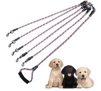 5 Dog Leash, Reflective Heavy Duty Five Way Dog Leash, Suitable for All Types of Dogs, Multiple Dog Leash, 360° Swivel Tangle Free with Comfortable Handle, Support Add to Multiple Rope, Purple