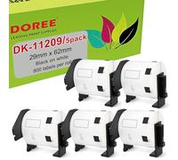 5×DOREE DK-11209 29mm x 62mm Small Address Labels Compatible for Brother QL-500 QL-500BW QL-570 QL-580 QL-700 QL-710W QL-800 QL-810W QL-820NWB QL-1110NWB QL-1100 QL-1060N QL-1050