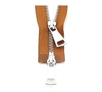 5# Double Sliders Metal Zipper 60/70/80/90/100/120/150 cm Auto Lock Jacket Zipper for Sewing Accessories, Brown, 90cm
