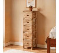 5 Drawer Chest Natural Wooden Tallboy Bedroom Storage Organiser Fully Assembled