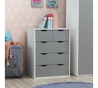 5 Drawer Chest Of Drawers In Grey And White