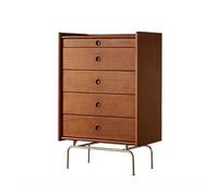 5-Drawer Chest of Drawers - Vintage Wood Storage Dresser Cabinet, Black Stainless Steel Sideboard, Versatile Small Storage Solution for Bedroom & Living Room