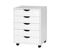 5 Drawer Chest Storage Wooden Dresser Rolling Cabinet Mobile Organizer