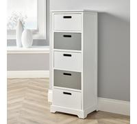 5 Drawer Chest Tallboy Wooden Bedroom Storage Fully Assembled Home Source White One Size