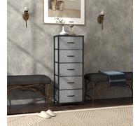 5 Drawer Fabric Chest of Drawers w/ Wooden Top, Dark Grey HOMCOM Dark Grey One Size