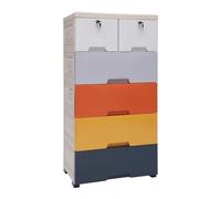5-Drawer Plastic Storage Dresser Tower with Wheels - Tall Cabinet for Clothes Bedroom Playroom & Space-Saving Design (Color)