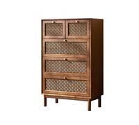 5-Drawer Rattan Chest of Drawers - Tall Dresser for Bedroom Living Room Hallway Entryway - Stylish Storage nizer Cabinet for Bedroom & Closet