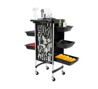 5 Drawer Salon Hairdresser, Beauty Friseurwagen Bedienungswagen Salon, Beauty Storage Cart on Wheels with Side Tray Hair Dryer Holder, Storage Basket Rolling Cart at home