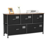 5-Drawer Storage Dresser Wide Storage Organizer Unit w/ Fabric Bins