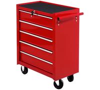 5 Drawer Tool Box, Lockable Steel Tool Chest on Wheels, Rolling Chest