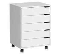 5-Drawer Vertical File Cabinet with Wheels Rolling Storage Solution for Home Office Under Desk White Efficient Document Management