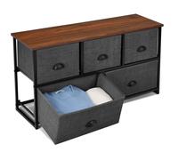 5 Drawers Cabinet 2-Tier Chest of Drawers With 5 Fabric Baskets Gymax Black One Size