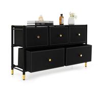 5 Drawers Dresser Tower Fabric Chest of Drawer Metal Frame