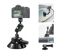5'' DSLR Cameras Car Suction Cup Mount compatible for Insta360 X5-X, Osmo 360/ Osmo NANO, 60KG/132lbs Metal Vacuum Pump Suction Holder with Ball Head Magic Arm & ARRI 1/4" 3/8" Holes for Action Camera