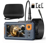 5‘’ Dual Lens Endoscope Camera with Light, 1080P Borescope Inspection Camera with Photo & Video, 7.9mm IP67 Waterproof Sewer with 7 LED Lights,16.5FT Semi-Rigid Cable, Built-in 32G Card