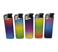 5 Electronic Refillable Lighter Set Assorted Designs Compact & Durable Gas Lighters for Camping Hiking BBQ & Everyday Use Adjustable Flame, Portable, Ideal for Outdoors (Colourful Gradient)
