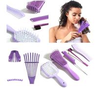 5 Elite HAIR BRUSH & COMB Set -Detangling Blow Dry Brush, Slick Back, Teasing Comb, Edge Hair, Fine Tooth, Metal Handle, Afro 3a To 4c, Straight, Curly, Frizzy, Kinky Hair, Wet Or Dry (5 STYLING Set)