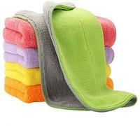 5 Extra Thick Microfiber Cleaning Cloths with 5 Bright Colors, Super Absorbent Dust Cloths Buffing Cloths with Two Color on Two Side, Lint Free Streak Free for Tackling Any Cleaning Job with Ease