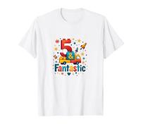 5 & Fantastic: Playful Birthday for Adventurous Kids T-Shirt, Men, White, 4XL