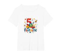 5 & Fantastic: Playful Birthday for Adventurous Kids T-Shirt, Women's Plus, White, 4X