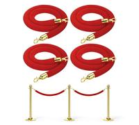 5 Feet Red Velvet Stanchion Rope, 4 Pack Crowd Control Barrier Rope with Snap Hooks for Posts Stands Queue Divider of Hotel Theater, Golden(Pink,4 Feet)