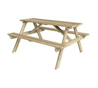 5 Feet Traditional Outdoor 6 Seater Picnic Table, L120 x W150 x H71 cm Rowlinsons Brown One Size