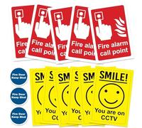 5 Fire Alarm Call Point Safety Sign, 3 Fire Door Keep Shut and 6 Smile You are On CCTV - Portrait - PVC Sticker with Self-Adhesive Backing, UV Print, Matte Finish, Long-Lasting and No Fading