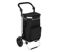 5 five simply smart 5Five 40L Shopping Trolley with Removable Insulated Bag - 2 Heavy Duty Wheels, Adjustable Handles, Multiple Pockets - Black