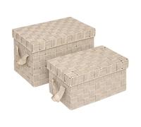 5 five simply smart 5Five LISE Beige Polyester and Steel Storage Box - 6.8 L and 14 L - 22.5 x 21 x 35 cm - Home Organiser, Practical Accessory
