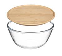 5 five simply smart FIVE-151462 Glass Salad Bowl with Bamboo Lid 2.5 L