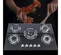 5 flame gas hob for natural gas and propane gas, 30 inch built-in stove, gas stove, glass ceramic for domestic or commercial use in homes or restaurants