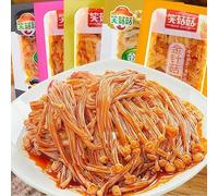 5 Flavors Enoki mushroom,Spicy barbecued enoki mushrooms,side dishes,instant food,pickles,Mala latiao,spicy snack food,vegan,delicious Chinese snack gift (Pickled pepper flavor,10bags)
