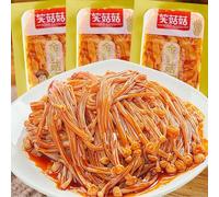 5 Flavors Enoki mushroom,Spicy barbecued enoki mushrooms,side dishes,instant food,pickles,Mala latiao,spicy snack food,vegan,delicious Chinese snack gift (spicy,10bags)