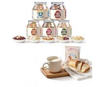 5 Flavors Soy Milk Powder Mix, 500g*5 Cans Breakfast Cereal, Ready-to-Use For Blender/Smoothie Maker, No Soaking/No Cleaning, Nutritious & Smooth