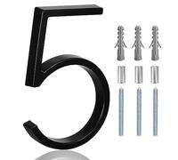 5" Floating Stainless Steel Address House Number, Modern Metal Anti-Rust House Numbers with Nail Kits for Door Garden Mailbox Decor Visibility Signage (5)