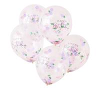 5 Floral Confetti Balloons, Lets Partea, Girls Birthday Party, Birthday Party Balloons Decor, Tea Party Range, Floral Party