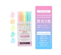 (5 Fluorescent Set) Zebra Handwriting Pen Mildliner Highlighter Set wi
