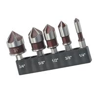 5 Flute Countersink Set with Hexagonal Shank Design 82° Angled Tip for Smooth Boring on Metals Wood Composite Materials Grip Countersink Drill Bits for Stainless Steel