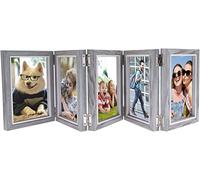 5 Folding 4 x 6 Inch Hinged Picture Frame, Wood Foldable Photo Frame Collage Frame Family Picture Frame Wall and Tabletop Picture Frames for Birthday, Anniversary, Mother's Day,Thanksgiving Christmas