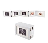 5 Folding Sonogram Picture Frame for Expecting Parents- 4.7" × 6.8" Baby Ultrasound Picture Frame Natural Wood Sonogram Pregnancy Frame Baby First Photo Frame for Pregnant Mom Gifts, Nursery Decor